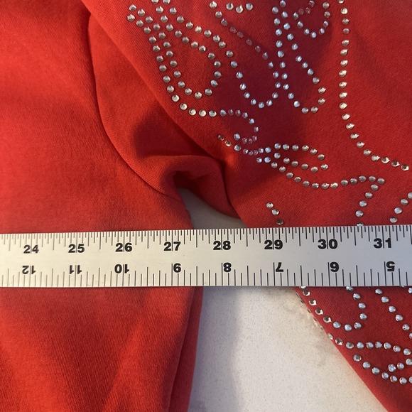 Von Dutch Red Cropped Embellished Hoodie Size XLARGE - Picture 12 of 16